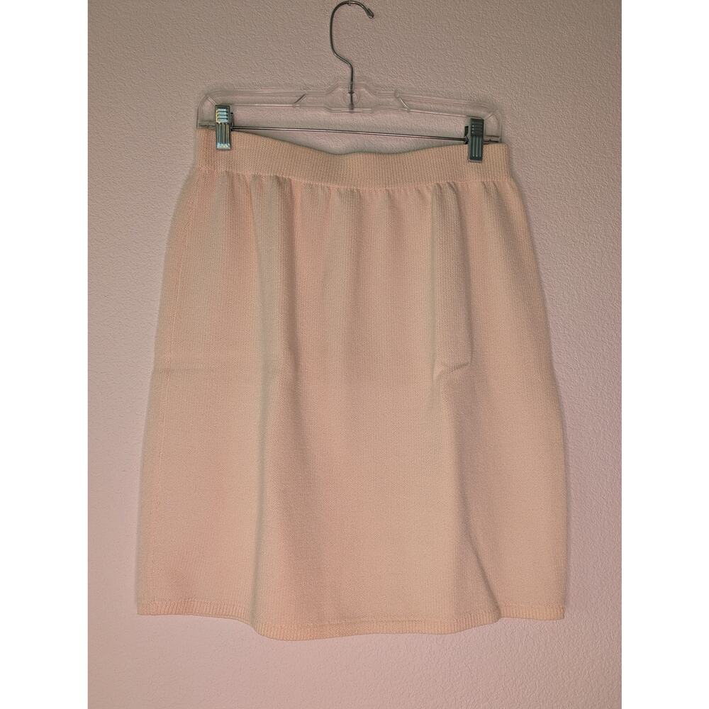 St. John Basics Pencil Skirt 10 Cream Santana Knit Straight Midi Officewear Chic